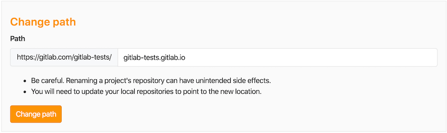 Change repository’s path